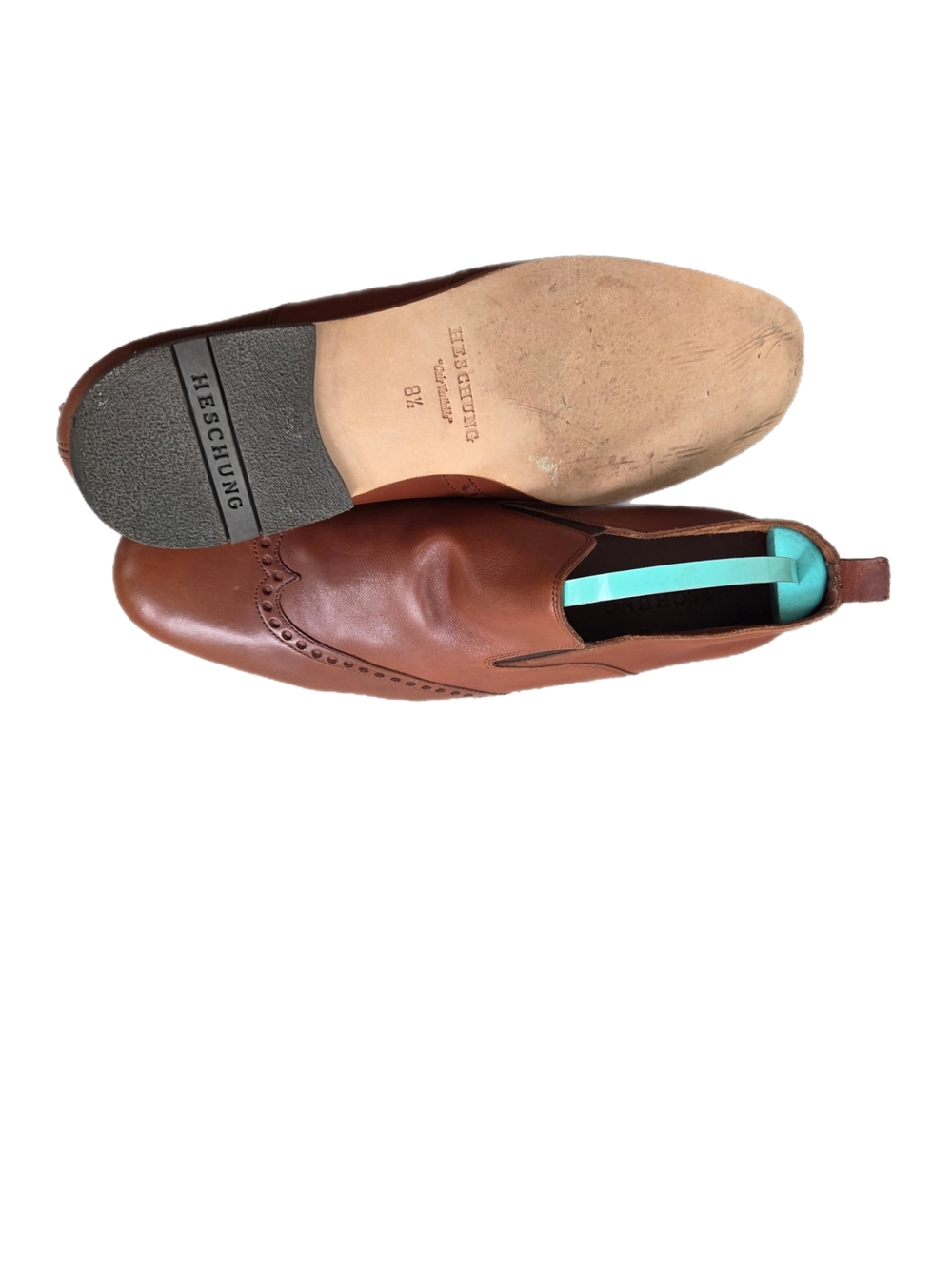 Heschung Vintage Men's Brown Leather Slip-On Brogue Loafers S - Picture 6 of 6